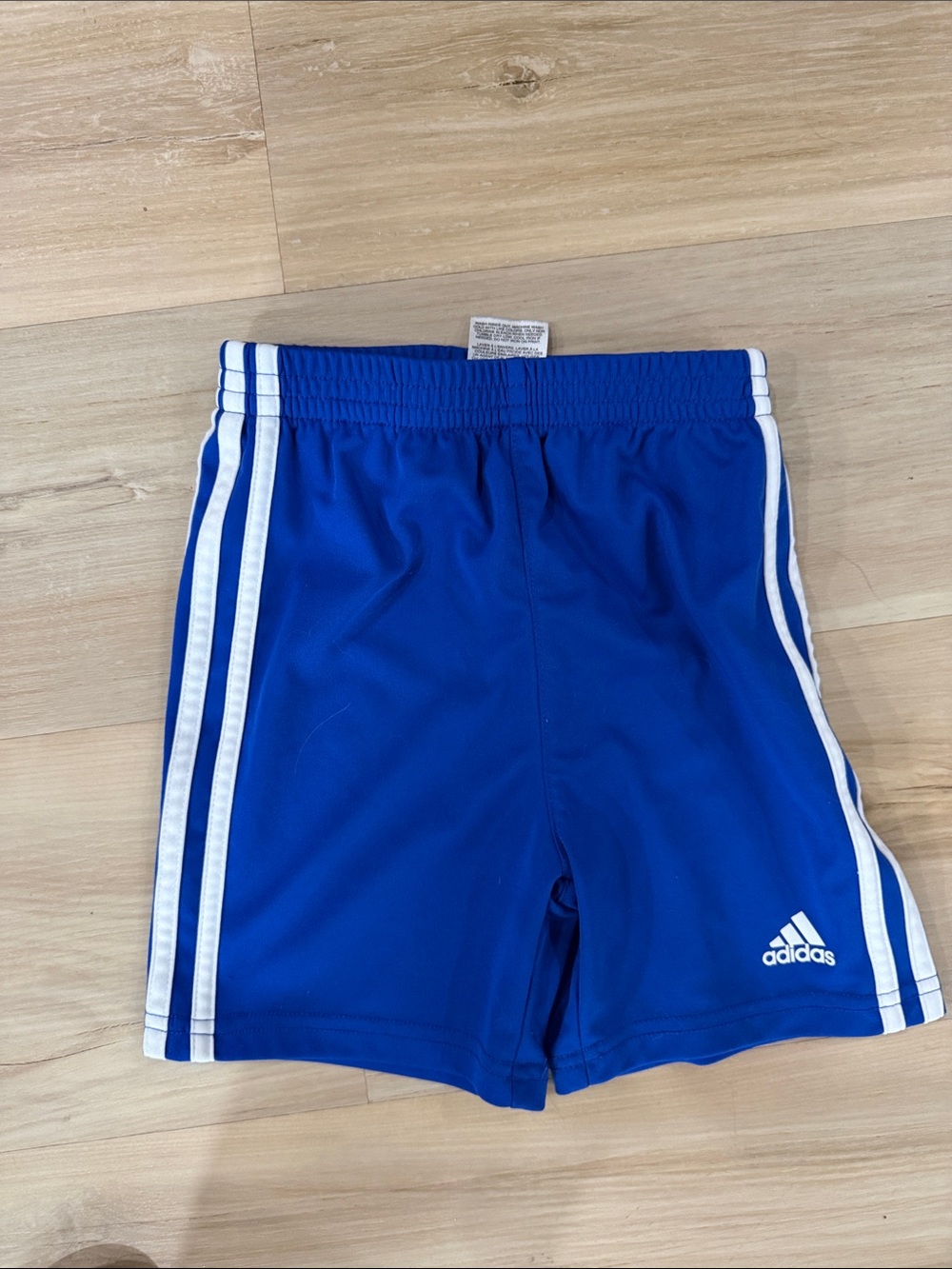 adidas Royal Blue Kids Athletic Shorts with White Stripes